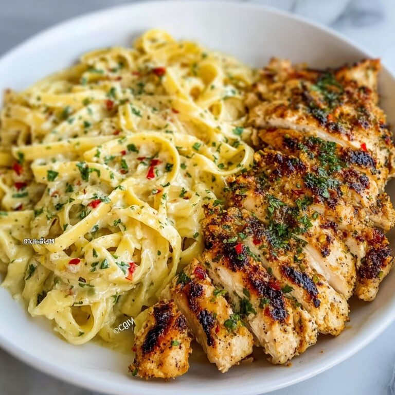 Golden Garlic Butter Chicken with Creamy Parmesan Linguine Recipe