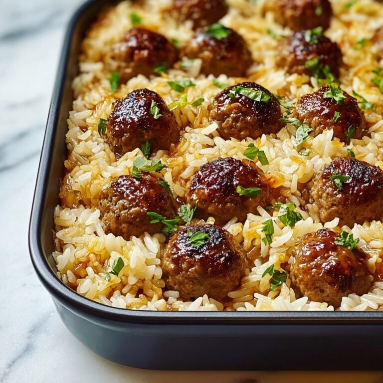 Honey Garlic Meatball Rice Bake Recipe