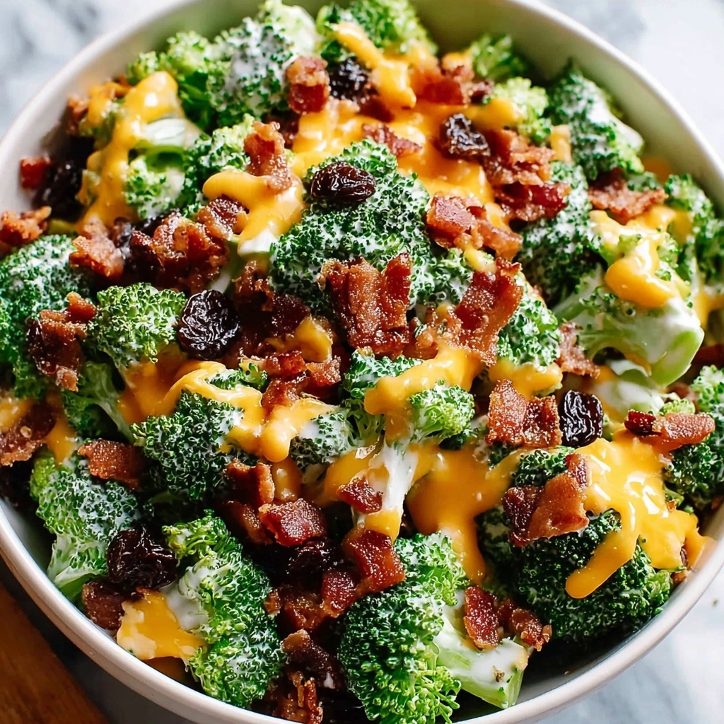 Broccoli Turkey Bacon Salad with Raisins and Cheddar Cheese Recipe - Recipe Image
