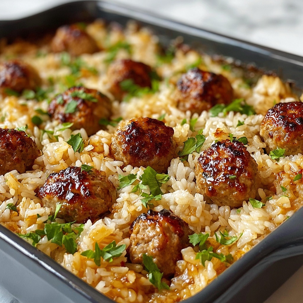 Honey Garlic Meatball Rice Bake Recipe - Recipe Image