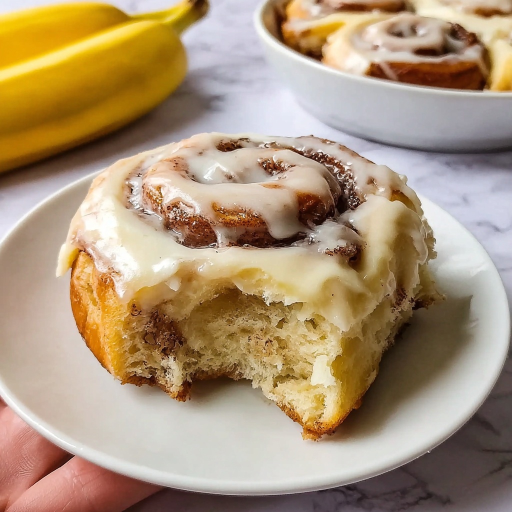 Banana Bread Cinnamon Rolls with Cream Cheese Frosting Recipe - Recipe Image