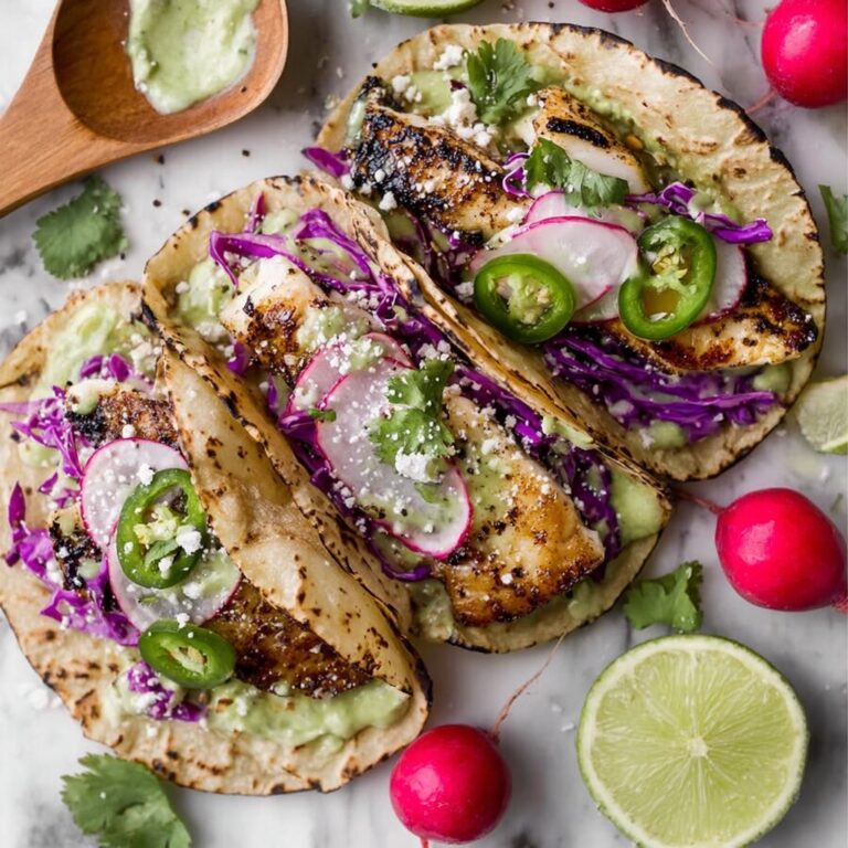 Blackened Fish Tacos with Creamy Avocado Sauce Recipe
