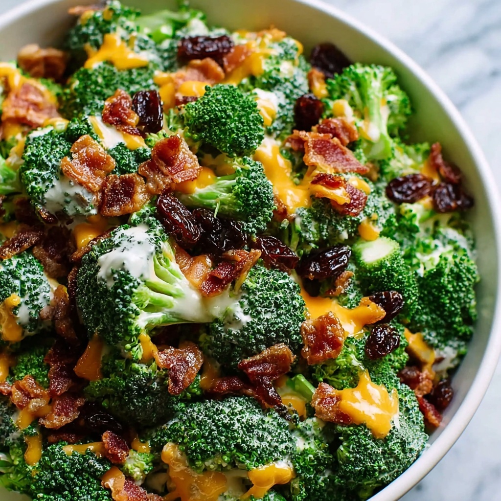 Broccoli Turkey Bacon Salad with Raisins and Cheddar Cheese Recipe - Recipe Image
