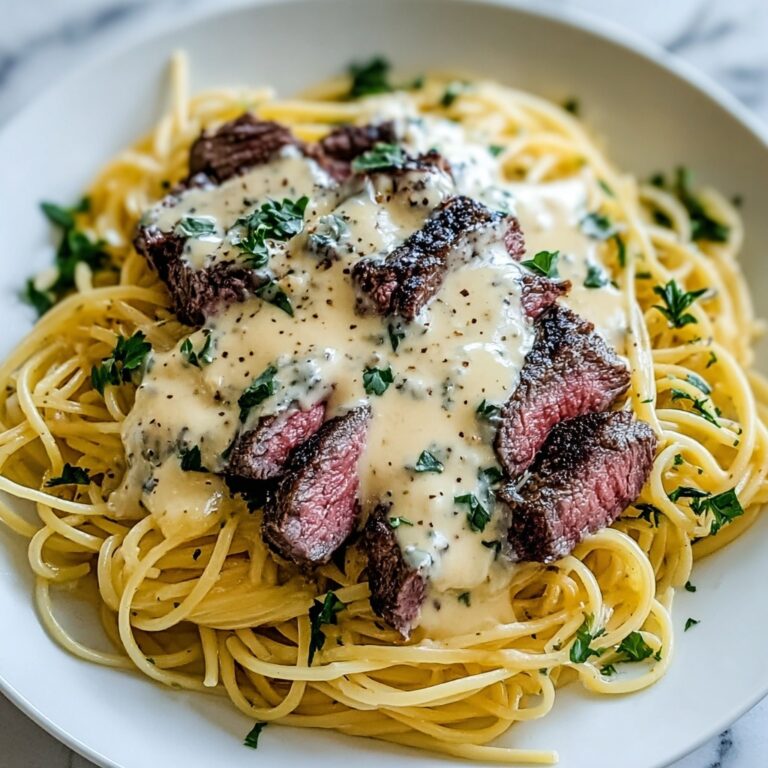 Savory Steak Gorgonzola Alfredo with Creamy Parmesan Sauce Recipe