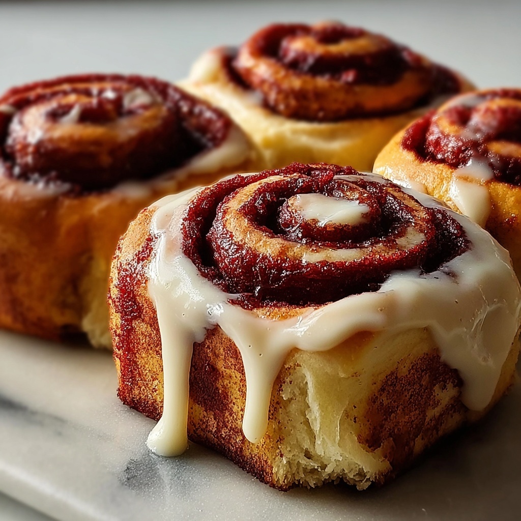 Red Velvet Cinnamon Rolls with Cream Cheese Frosting Recipe - Recipe Image