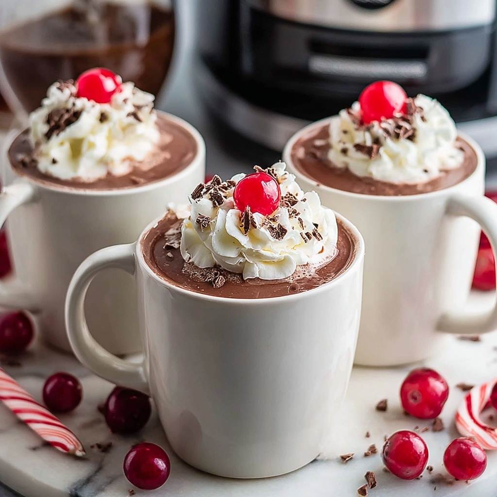 Slow Cooker Chocolate Covered Cherry Hot Chocolate Recipe - Recipe Image